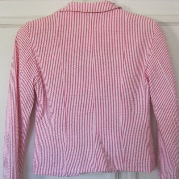 Vintage Sam TY seersucker jacket, pink & white, Sz 2 - Picture 2 of 5